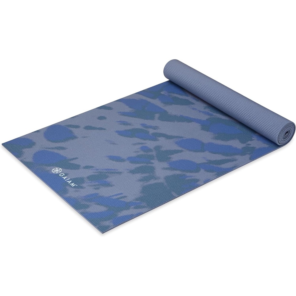 image:imageGaiam Premium Yoga Mat 6mm Thick Print Mat Premium 6mm thick cushioning for joint support Nonslip print design for yoga Pilates amp floor workoutsTie Dye Blast