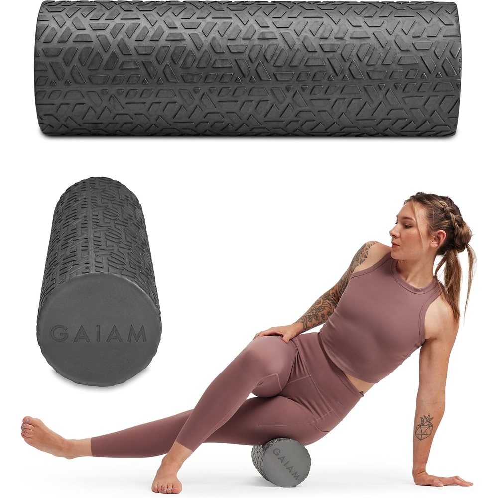 image:imageGaiam Restore Textured Foam Roller Deep Tissue 18  HighDensity EVA Foam  Deep Tissue Massage  Pre amp PostWorkout Muscle Recovery  Multiple Sizes  Home amp Gym