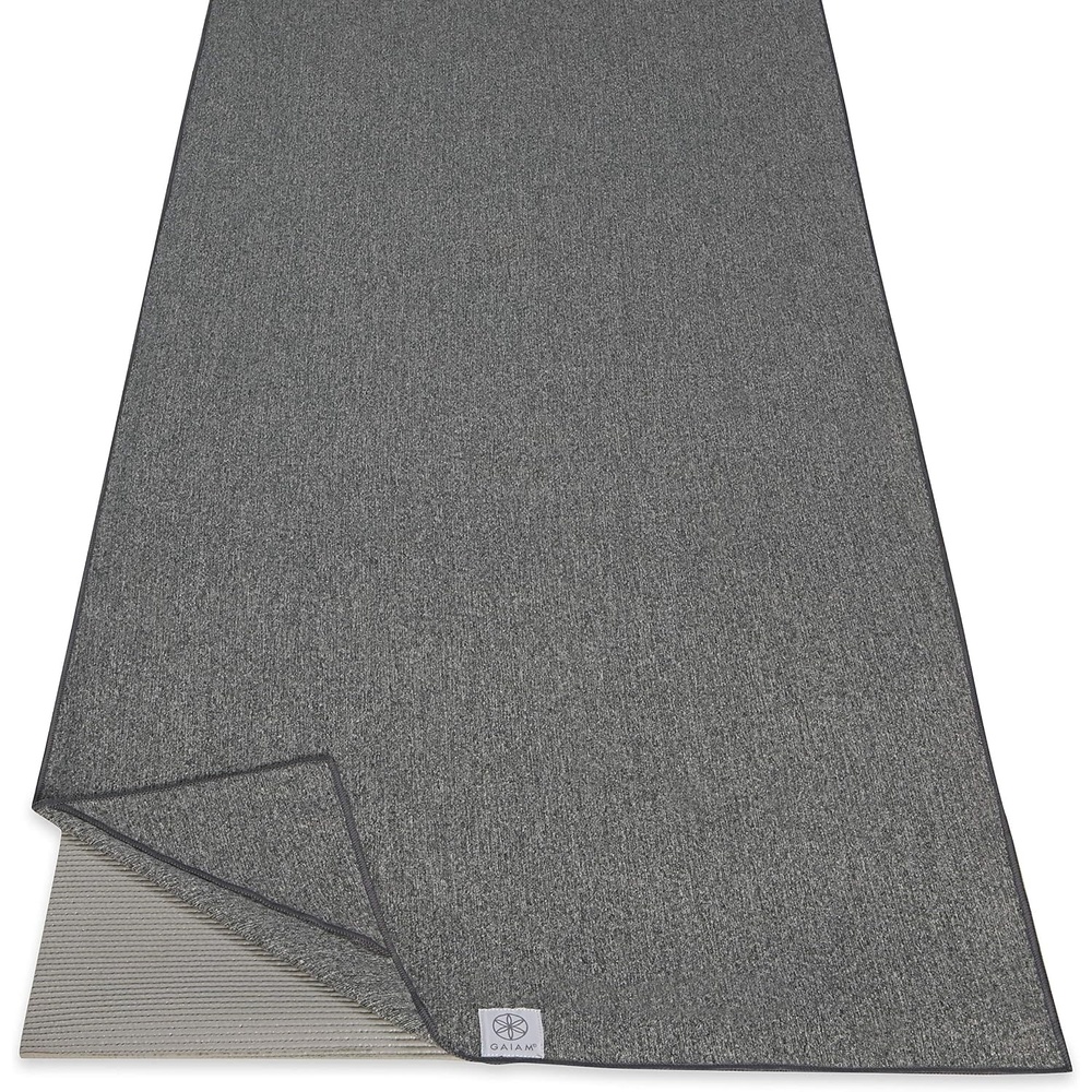 image:imageGaiam StayPut Yoga Mat Towel NonSlip Corner Pockets Corner Pocket Anchors Microfiber NonSlip QuickDry Hot Yoga Bikram amp Pilates MatSizedGrey