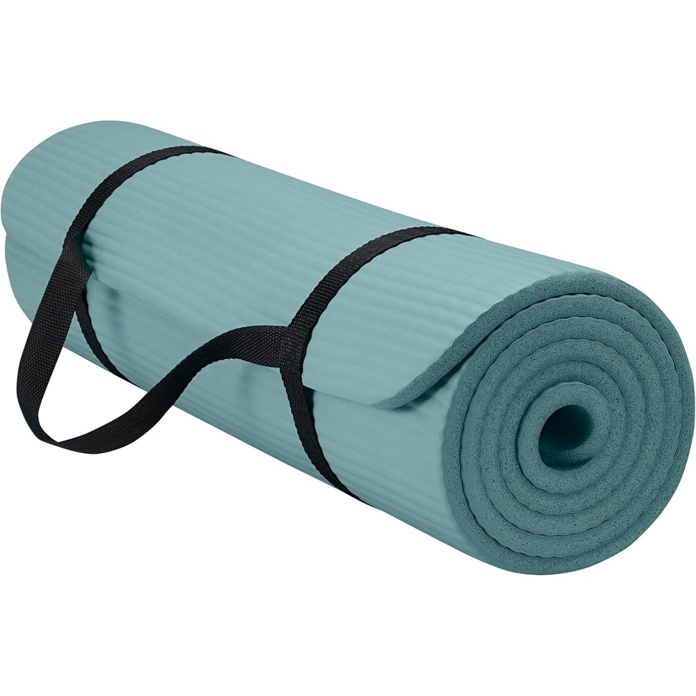 image:imageGaiam Thick Yoga Mat Exercise amp Fitness Mat with EasyCinch Carrying Strap NonSlip NBR Foam Joint Cushioning Yoga Pilates Fitness amp Floor Workouts 72L x 24WBalsam