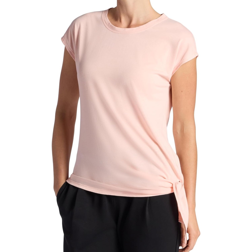 image:imageGaiam Womens Burnout Tie Crewneck TShirt with Adjustable Hem Relaxed Fit Lightweight Breathable MaterialPeach Melba