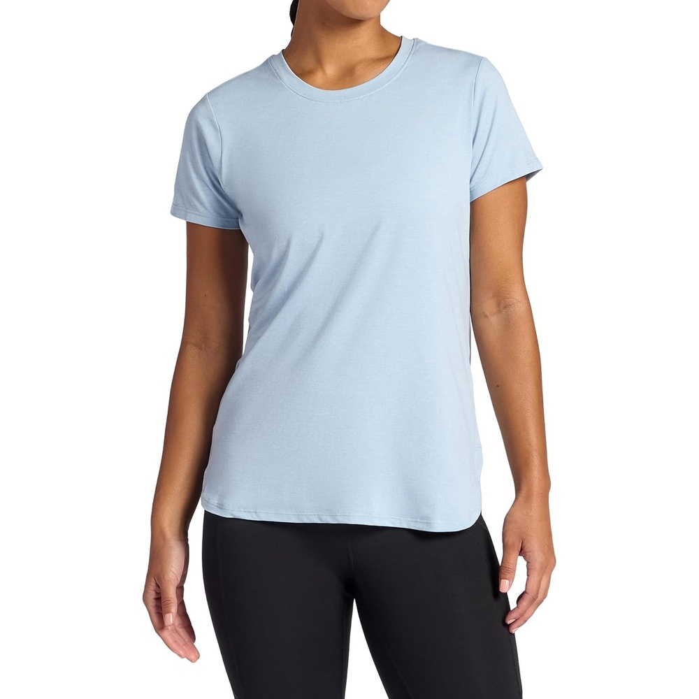 image:imageGaiam Womens Everyday Performance Crewneck TShirt Slim Fit Stretch Lightweight Material MoistureWickingBlue Fog Heather