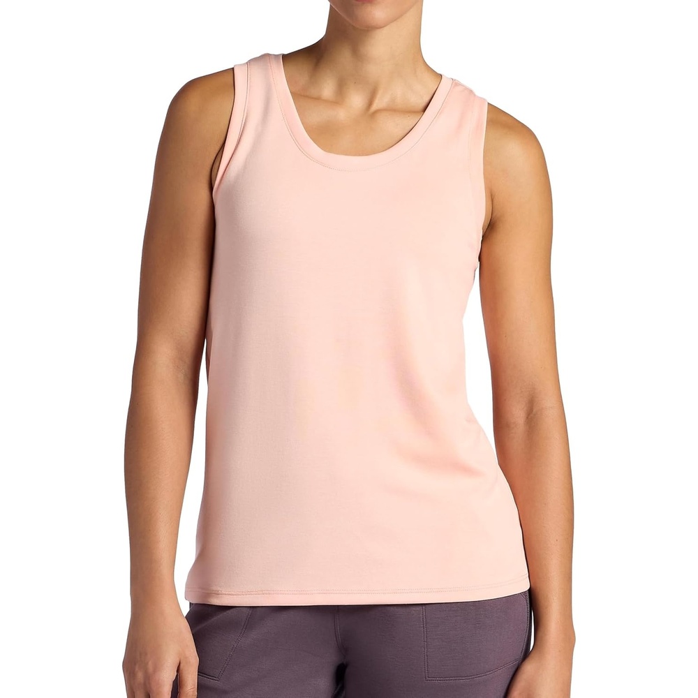image:imageGaiam Womens Hudson Scoop Neck Tank Top Relaxed Fit Stretch Midweight Material HighLow HemPeach Melba