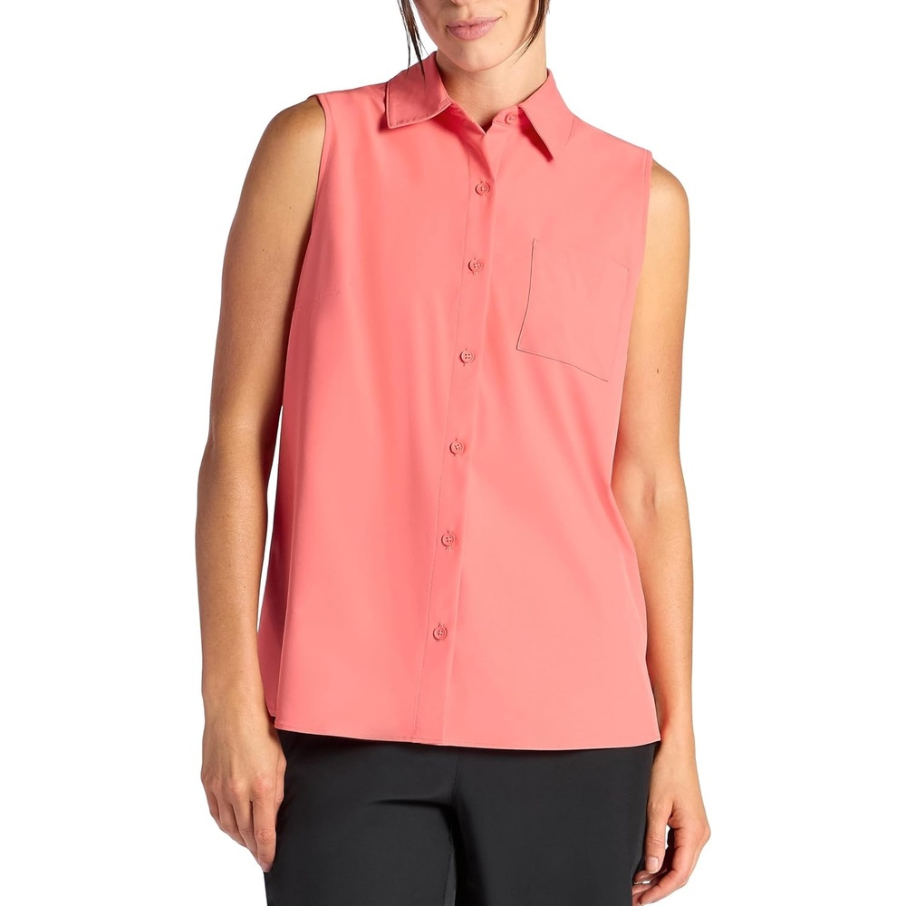 image:imageGaiam Womens On The Move Woven Tank Top Standard Fit Stretch Lightweight MaterialSpiced Coral