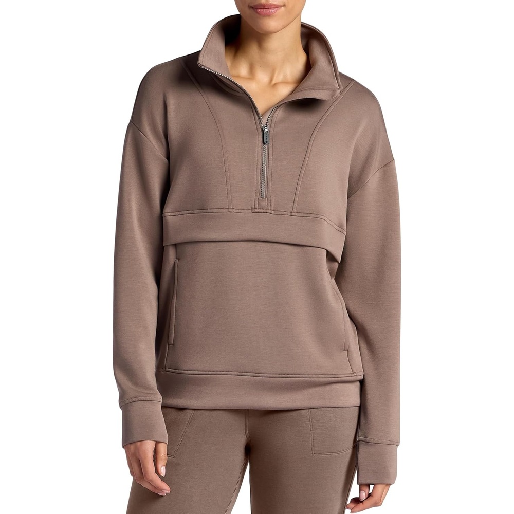 image:imageGaiam Womens Popover Quarterzip Relaxed Cropped Fit Stretch Midweight MaterialFalcon