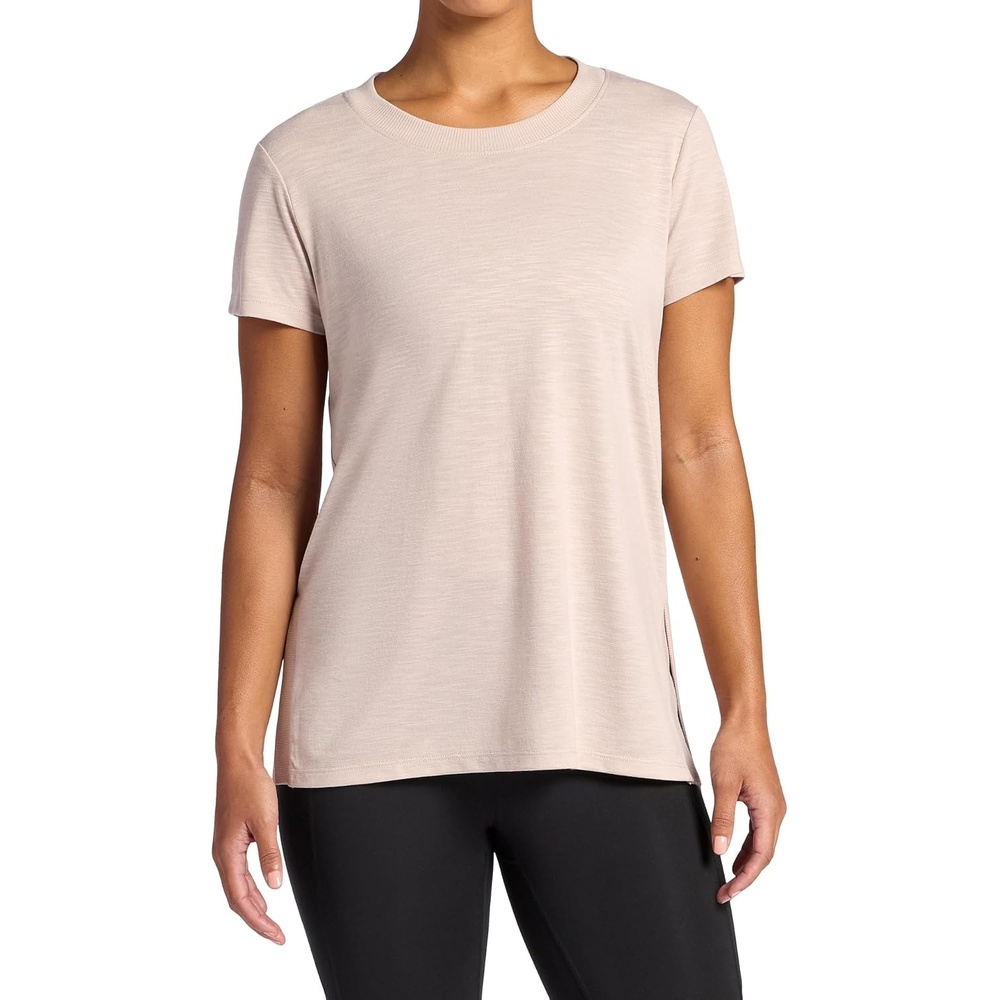 image:imageGaiam Womens Restore Rib Mix TShirt Relaxed Fit Lightweight Heathered Material HighLow HemMushroom