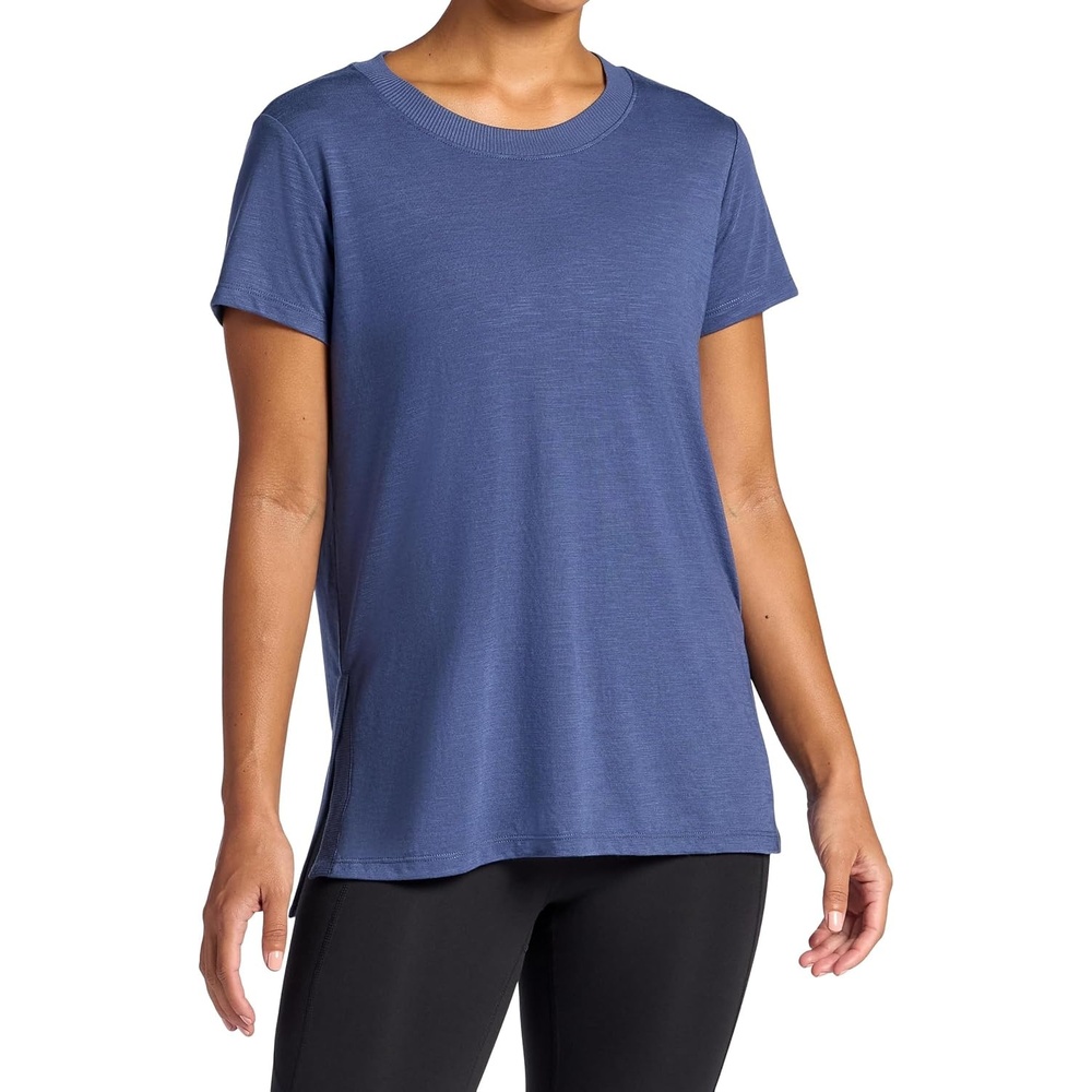 image:imageGaiam Womens Restore Rib Mix TShirt Relaxed Fit Lightweight Heathered Material HighLow HemShadow