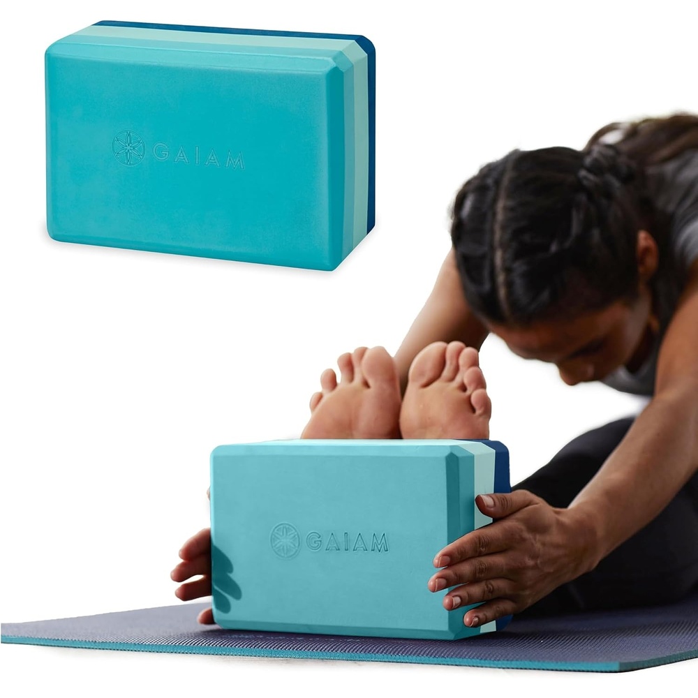 image:imageGaiam Yoga Block Supportive LatexFree Eva Foam Soft NonSlip Surface with Beveled Edges for Yoga Pilates MeditationTriColor Skyline Pack of 12