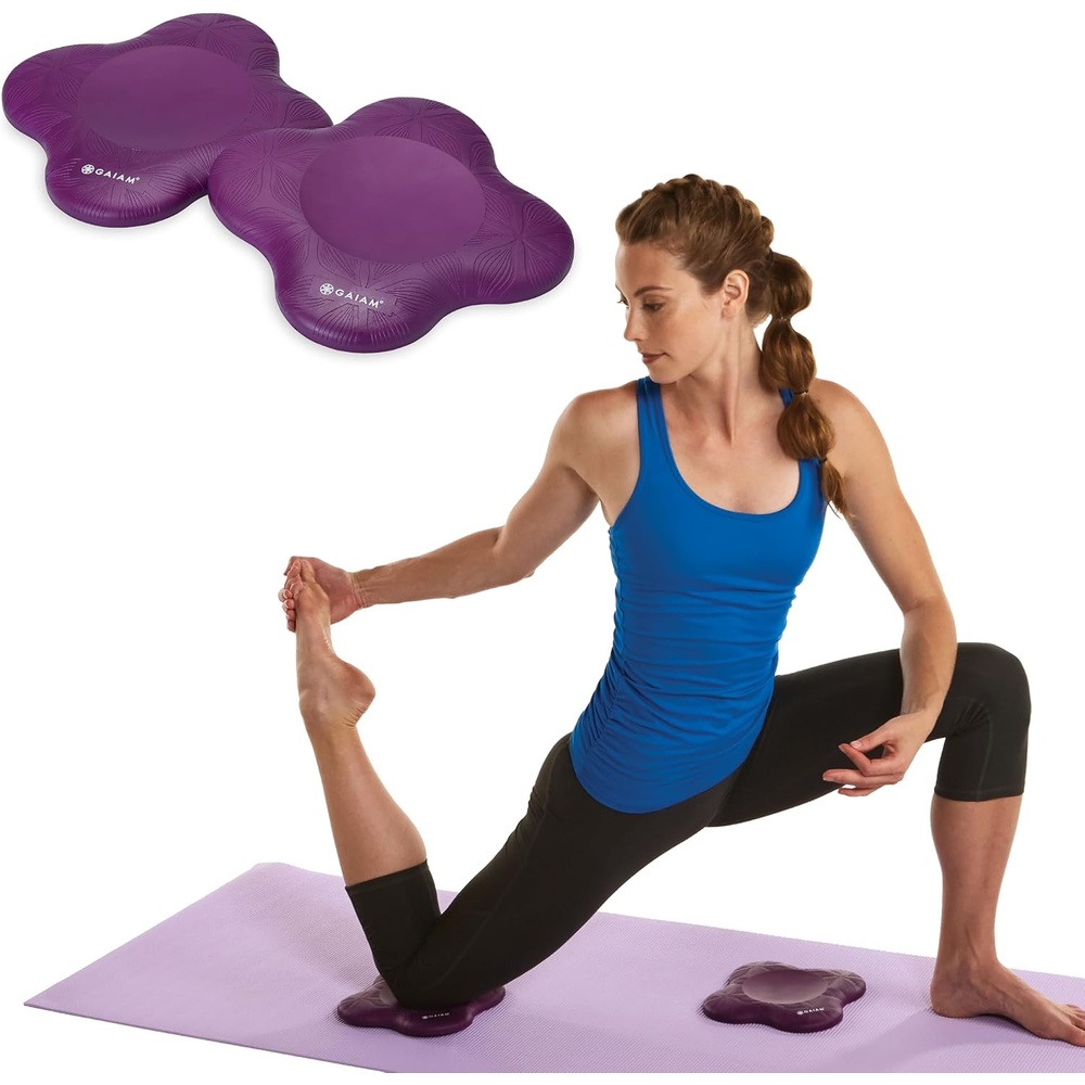 image:imageGaiam Yoga Knee Pads Set of 2 Cushion for Knees amp Elbows  Extra Cushioning  NonSlip Back  Knees Elbows amp Wrists  Yoga Pilates amp Kneeling  TravelFriendlyPurple
