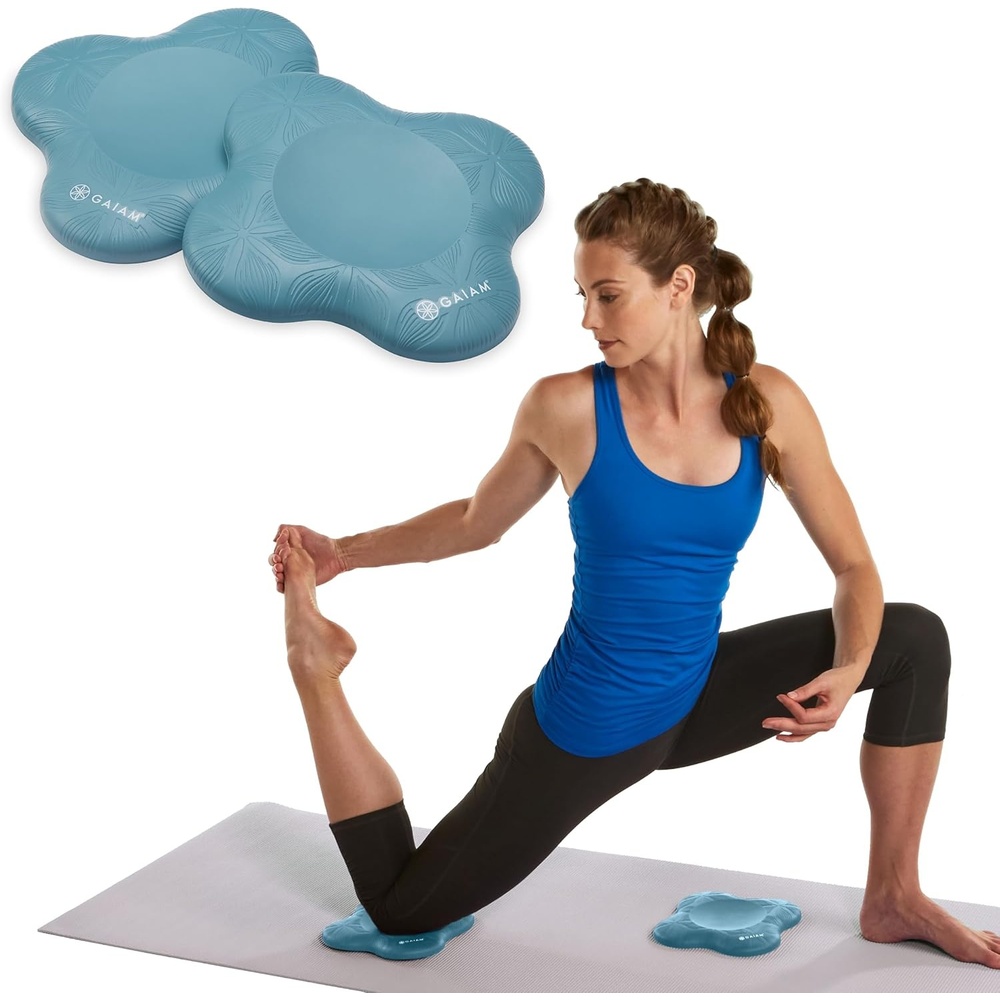 image:imageGaiam Yoga Knee Pads Set of 2 Cushion for Knees amp Elbows Extra Cushioning NonSlip Back Knees Elbows amp Wrists Yoga Pilates amp Kneeling TravelFriendlySeafoam