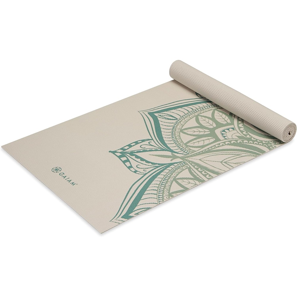 image:imageGaiam Yoga Mat Premium 5mm Print Thick Non Slip Exercise amp Fitness Mat for All Types of Yoga Pilates amp Floor Workouts 68 x 24 x 5mm Printed Design Sticky NonSlip Surface 5mm Cushioning Yoga Pilates amp Floor Workouts 68x24Vintage Green Point