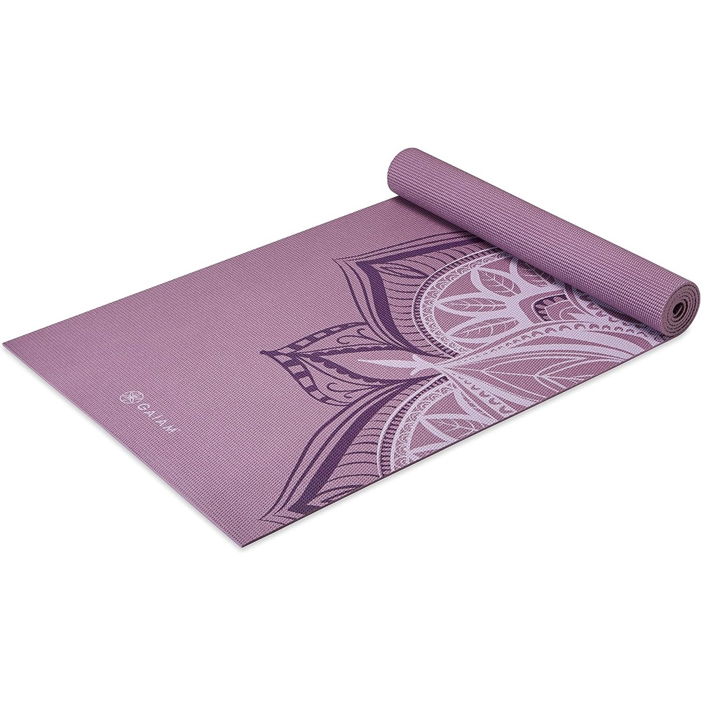 image:imageGaiam Yoga Mat Premium 5mm Print Thick Non Slip Exercise amp Fitness Mat for All Types of Yoga Pilates amp Floor Workouts 68 x 24 x 5mm Printed Design Sticky NonSlip Surface 5mm Cushioning Yoga Pilates amp Floor Workouts 68x24Violet Blush Point