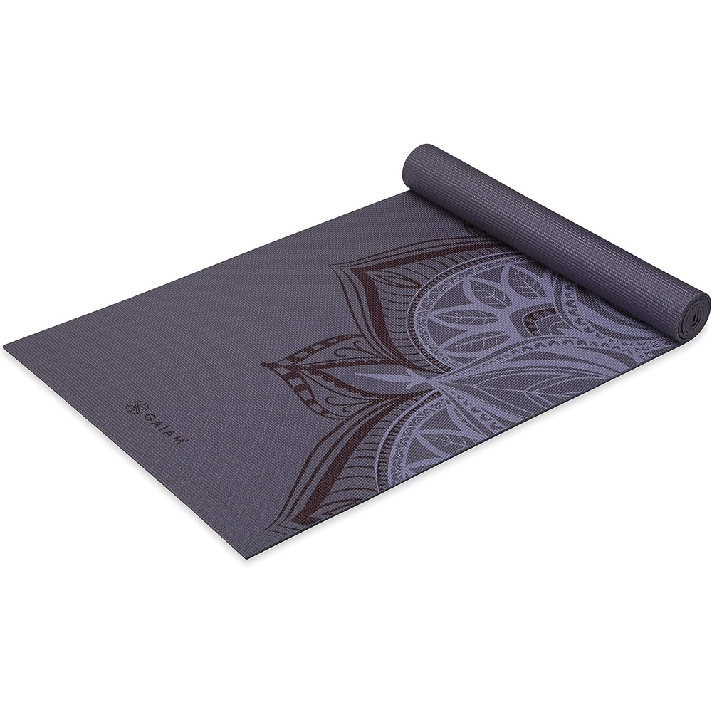 image:imageGaiam Yoga Mat Premium 5mm Print Thick Non Slip Exercise amp Fitness Mat for All Types of Yoga Pilates amp Floor Workouts 68 x 24 x 5mm Printed Design Sticky NonSlip Surface 5mm Cushioning Yoga Pilates amp Floor Workouts 68x24Aubergine Point