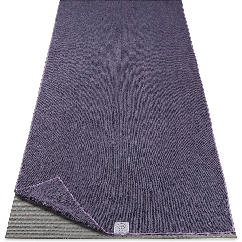 image:imageGaiam Yoga Mat Towel NonSlip Microfiber Hot Yoga Heron Lilac MatSized Fit QuickDry Microfiber NonSlip Silicone Bottom Machine Washable Hot Yoga amp Pilates 68x24Heron Lilac