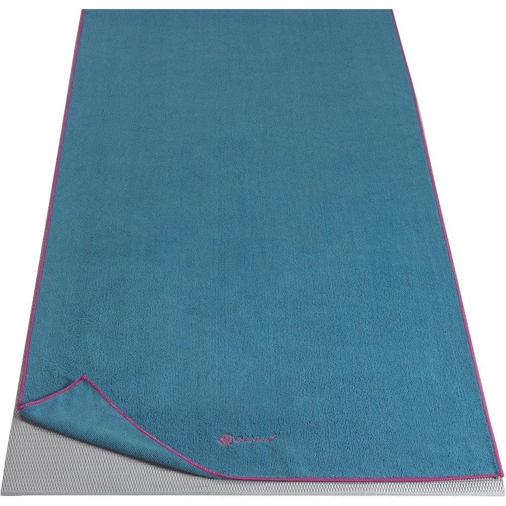 image:imageGaiam Yoga Mat Towel NonSlip Microfiber Hot Yoga Heron Lilac  MatSized Fit  QuickDry Microfiber  NonSlip Silicone Bottom  Machine Washable  Hot Yoga amp Pilates  68x24Vivid BlueFuchsia