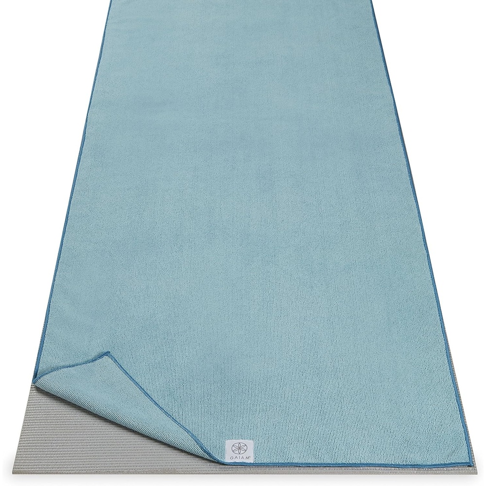 image:imageGaiam Yoga Mat Towel NonSlip Microfiber Hot Yoga Heron Lilac MatSized Fit QuickDry Microfiber NonSlip Silicone Bottom Machine Washable Hot Yoga amp Pilates 68x24Riverside