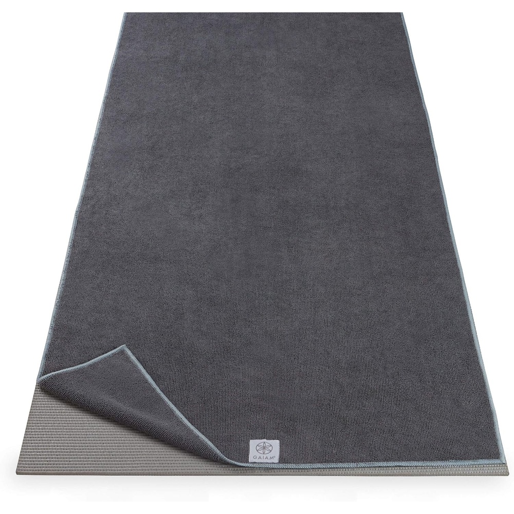 image:imageGaiam Yoga Mat Towel NonSlip Microfiber Hot Yoga Heron Lilac  MatSized Fit  QuickDry Microfiber  NonSlip Silicone Bottom  Machine Washable  Hot Yoga amp Pilates  68x24Folkstone Grey