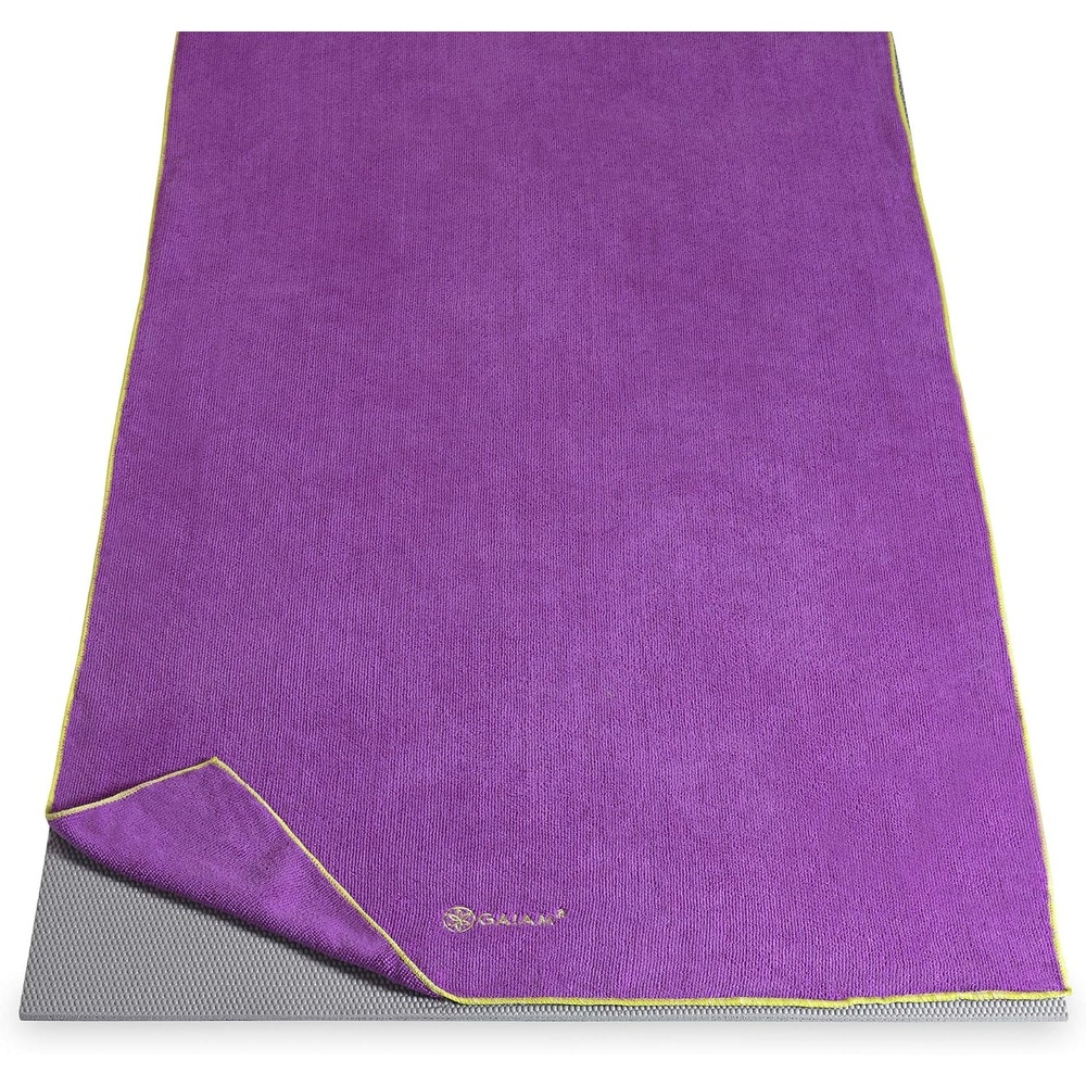image:imageGaiam Yoga Mat Towel NonSlip Microfiber Hot Yoga Heron Lilac  MatSized Fit  QuickDry Microfiber  NonSlip Silicone Bottom  Machine Washable  Hot Yoga amp Pilates  68x24OrchidCitron