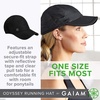 Gaiam Classic Fitness Hat, Ponytail Cap, Women | Quick-Dry Sweatband | Ponytail Hole | Moisture-Wicking | Running, Hiking & Beach | Adjustable Fit(Black2)