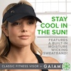 Gaiam Classic Fitness Sun Visor, Moisture-Wicking, Women (Black) | Open-Top Design | Quick-Dry Sweatband | Adjustable Closure | Golf, Tennis & Running | Moisture-Wicking | Women
