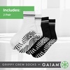 Gaiam Grippy Crew Socks with Silicone Grip Non-Slip Socks for Pilates, Yoga, Barre & Dance | Cotton Blend | 2-Pack or 3-Pack(Grey)