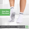 Gaiam Grippy Crew Socks with Silicone Grip Non-Slip Socks for Pilates, Yoga, Barre & Dance | Cotton Blend | 2-Pack or 3-Pack(Grey)