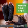 Gaiam Grippy Studio Yoga Socks, Non-Slip, Open-Toe, One Size | Toeless Design | Silicone Dot Grip | Yoga, Pilates & Barre | Travel-Ready | Fits Women’s Shoe 5-10(Black)
