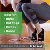 Gaiam Grippy Studio Yoga Socks, Non-Slip, Open-Toe, One Size | Toeless Design | Silicone Dot Grip | Yoga, Pilates & Barre | Travel-Ready | Fits Women’s Shoe 5-10(Black)