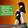 Gaiam Grippy Studio Yoga Socks, Non-Slip, Open-Toe, One Size | Toeless Design | Silicone Dot Grip | Yoga, Pilates & Barre | Travel-Ready | Fits Women’s Shoe 5-10(Black)