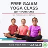 Gaiam Kids Printed Yoga Mat, Non-Toxic, Fun Design, 3mm | Ages 5-8 | Textured Non-Slip Surface | 6P-Free PVC | 60″L x 24″W | Downloadable Kids Yoga Class(Blue Rocket)
