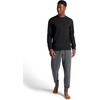 Gaiam Men’s Cozy & Cool Long Sleeve Crewneck Top, Standard Fit, Stretch Midweight Micro Waffle Jacquard Material(Black)