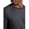 Gaiam Men’s Everyday Basic Long Sleeve Crewneck Top, Standard Fit, Stretch Midweight Material(Black Heather)