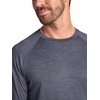 Gaiam Men’s Everyday Basic Long Sleeve Crewneck Top, Standard Fit, Stretch Midweight Material(Ebony Heather)