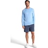 Gaiam Men’s Everyday Basic Long Sleeve Crewneck Top, Standard Fit, Stretch Midweight Material(Placid Blue Heather)
