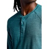 Gaiam Men’s Long Sleeve Henley Shirt, Standard Fit, Stretch Midweight Material(Deep Teal Heather – Commuter)