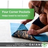 Gaiam Stay-Put Yoga Mat Towel, Non-Slip, Corner Pockets | Corner Pocket Anchors | Microfiber Non-Slip | Quick-Dry | Hot Yoga, Bikram & Pilates | Mat-Sized(Grey)