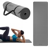 Gaiam Thick Yoga Mat, Exercise & Fitness Mat with Easy-Cinch Carrying Strap | Non-Slip NBR Foam | Joint Cushioning | Yoga, Pilates, Fitness & Floor Workouts | 72″L x 24″W(Grey)