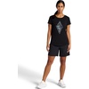 Gaiam Women’s Mindful Flower Graphic Crewneck T-Shirt, Relaxed Fit, Stretch Lightweight Material, Curved Hem(Black (Tap Shoe) – Diamond)