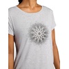 Gaiam Women’s Mindful Flower Graphic Crewneck T-Shirt, Relaxed Fit, Stretch Lightweight Material, Curved Hem(Light Grey Heather – Moon)