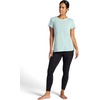 Gaiam Women’s Restore Rib Mix T-Shirt, Relaxed Fit, Lightweight Heathered Material, High-Low Hem(Blue Haze)