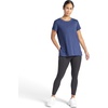 Gaiam Women’s Restore Rib Mix T-Shirt, Relaxed Fit, Lightweight Heathered Material, High-Low Hem(Blue Indigo)