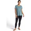 Gaiam Women’s Restore Rib Mix T-Shirt, Relaxed Fit, Lightweight Heathered Material, High-Low Hem(Goblin Blue)