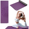Gaiam Dry-Grip Yoga Mat, Non-Slip, Hot Yoga | Sweat-resistant dry-grip surface stays non-slip even in hot yoga. Cushioned support for floor workouts.(Purple (Standard))