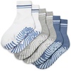 Gaiam Grippy Crew Socks with Silicone Grip Non-Slip Socks for Pilates, Yoga, Barre & Dance | Cotton Blend | 2-Pack or 3-Pack(3 Pack – White/Grey/Blue Violet)