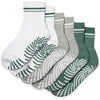 Gaiam Grippy Crew Socks with Silicone Grip Non-Slip Socks for Pilates, Yoga, Barre & Dance | Cotton Blend | 2-Pack or 3-Pack(3 Pack – White/Grey/Evergreen)