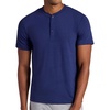 Gaiam Men’s Bliss Balance Short Sleeve Henley Top(Medieval Blue)
