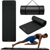 Gaiam Thick Yoga Mat, Exercise & Fitness Mat with Easy-Cinch Carrying Strap | Non-Slip NBR Foam | Joint Cushioning | Yoga, Pilates, Fitness & Floor Workouts | 72″L x 24″W(Black)