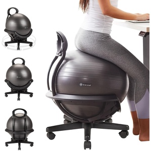 Gaiam Classic Balance Ball Chair, Stability Seat (Black) | 52cm stability ball chair builds core strength while you sit. Includes pump & exercise guide.(Ultimate Black)