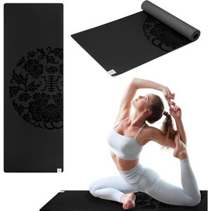 Gaiam Dry-Grip Yoga Mat, Non-Slip, Hot Yoga | Sweat-resistant dry-grip surface stays non-slip even in hot yoga. Cushioned support for floor workouts.(Black (Standard))