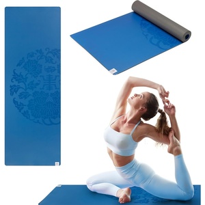 Gaiam Dry-Grip Yoga Mat, Non-Slip, Hot Yoga | Sweat-resistant dry-grip surface stays non-slip even in hot yoga. Cushioned support for floor workouts.(Blue (Standard))